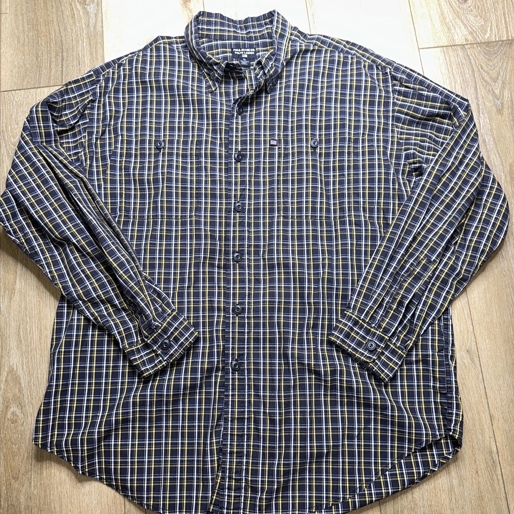 Polo Jeans Co Ralph Lauren Plaid Long Sleeve Button Up‎ Mens Size XL
